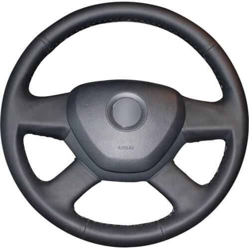 Hand-stitched Black Artificial Leather Custom Car Steering Wheel Cover for Skoda Octavia 2014 Fabia 2013