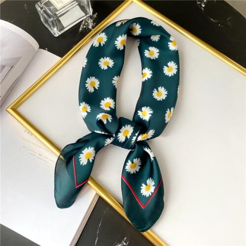 2021 Summer Silk Square Scarf Print Fashion Shawl Female Head Neckerchief Lady Bag Scarves Bandana Women Foulard Accessories