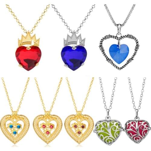 Blue Red Heart Necklace Women Girl Lover Heart Pendants&Necklaces Creative Jewelry Link Chain Choker Crystal Charms