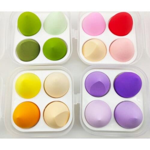 Wholesale 50sets 4pcs Makeup Blender Private Label Cosmetic Puff Makeup Sponge with Box Foundation Powder Sponge Beauty Tools
