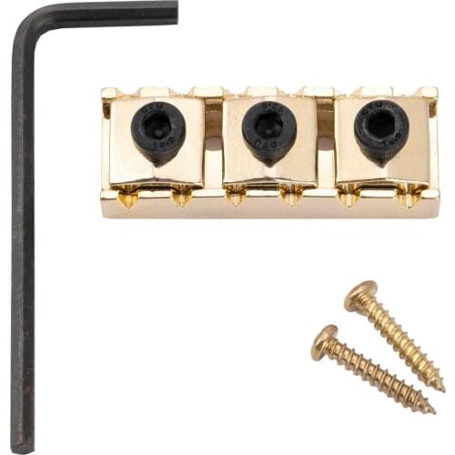 Musiclily Pro 43mm Steel Guitar R3 Locking Nut String Lock for Floyd Rose Tremolo Bridge Electric Guitar, Gold