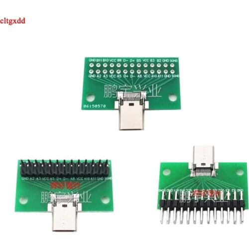 1pcs TYPE-C female head test board double-sided positive and negative pin header 24P female to 2.54 USB3.1 data line adapter
