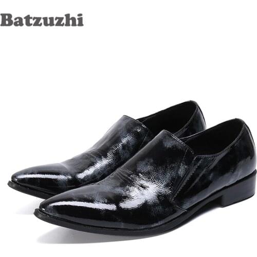 Batzuzhi Western Handmade Men Shoes Pointed Toe Genuine Leather Dress Shoes Party and Wedding Zapatos Hombre, Big Sizes 38-46