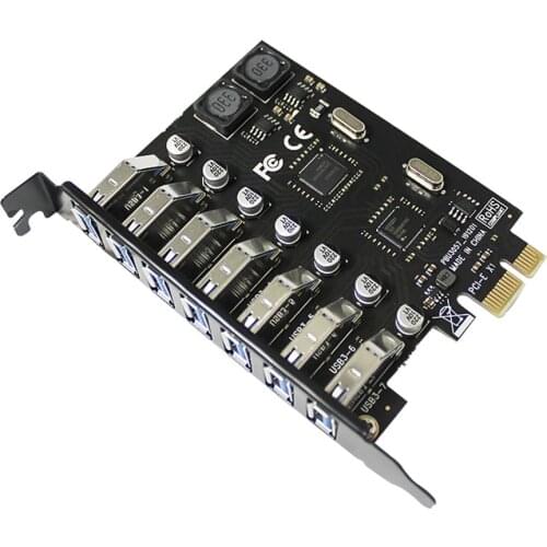 USB PCI-E Expansion Card High Speed 7 Ports USB 3.0 HUB Adapter PCI Express Extender External Controller for Desktop PC Computer