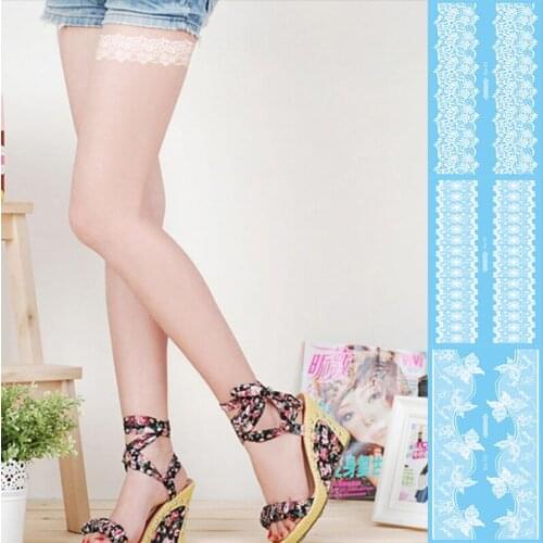 Temporary Tattoos Sexy Chest And Shoulder Leg Sleeve For Women Cool White Lace Chain Best Sell Waterproof Fake Tattoo Stickers