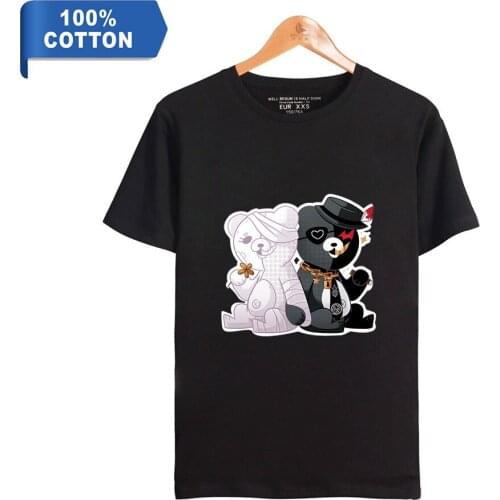 High Quality Danganronpa Monokuma T-Shirt Women Men Cosplay Costume Black White Bear Cotton Short Sleeve Hip Hop T-Shirt Games