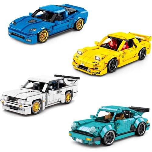 High-Tech Famous Sports Car Building Blocks Pull Back Function Racing DIY Classic Model Bricks Kids Toys For Children Boys Gifts