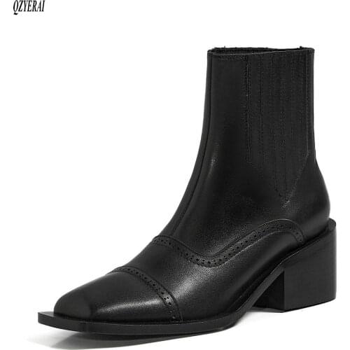 Women boots Genuine leather Female boots black Restoring ancient ways Short boots Womens shoes