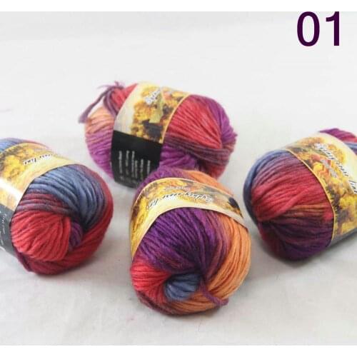 New Sale 4 SkeinsX50g Womens Knit Scarves Shawls Rainbows 100% Wool Chunky Yarn Crocheting 801 Bisque Orange Purple Turquoise