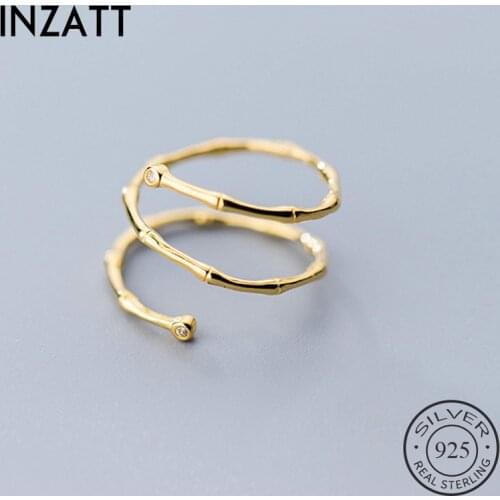 INZATT Real 925 Sterling Silver Minimalist Zircon Bamboo Knot Ring For Fashion Women Cute Fine Jewelry Accessories Gift