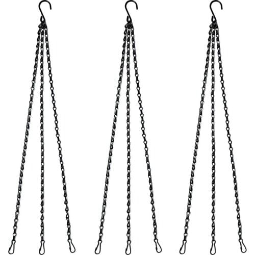 10Pcs Black Flower Plant Pot Basket Holder Hanging Chain with S-Shape Hooks for Home Garden Tools