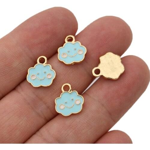 10Pcs Enamel Gold Color Cloud Charm Pendant for Jewelry Making Bracelet Necklace DIY Earrings Accessories Craft