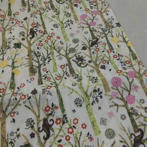 100% Plain Cotton Poplin Spring Forest Trees Printed Cotton Poplin Fabric 50x140cm Tree Fabric Patchwork
