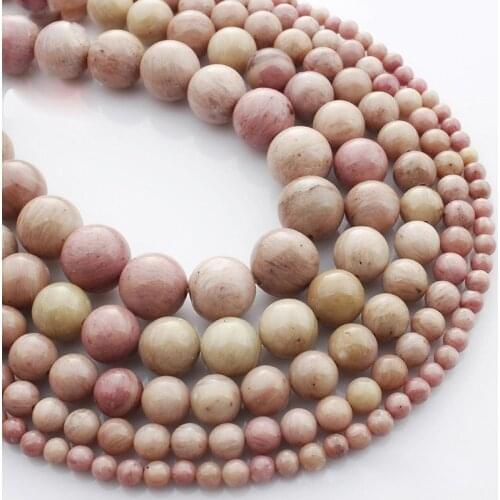 15"(38cm) Strand Round Natural Rhodonite Stone Rock 4mm 6mm 8mm 10mm 12mm Beads lot for Jewelry Making DIY Bracelet