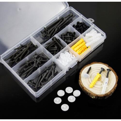 190pcs/set M3.5 Socket Screw Bolt Nut Flat head screws Nuts Assortment Kit Fastener Hardware Wood/ Drywall nailboard screws