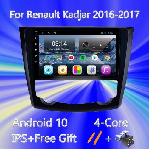 Android 10.0 2 Din Car Multimedia Video Players For Renault Kadjar 2015 2016 2017 Auto 2GB+32GB WIFI Quad-Core Rear View Camera