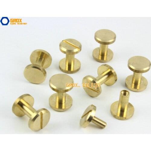 25 Pieces 10*9mm Leather Craft Belt Wallet Solid Brass Nail Rivet Chicago Screw Flat Head