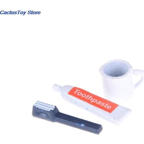 3pcs/set Toothbrush Doll House Bathroom Scene Accessories ToiletriesToothpaste Cup Set 1:12 Accessories Dollhouse Miniatures