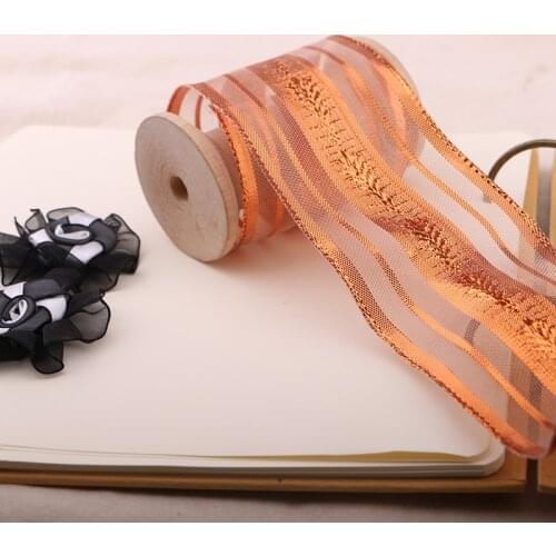3YARD 4CM Orange broadside snow ribbon, Korean dress snow ribbon