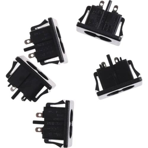 5Pcs AC250V 2.5A IEC320 C8 Male 2 Pins Black Power Inlet Socket Panel Embedded Connector 28 x 16mm