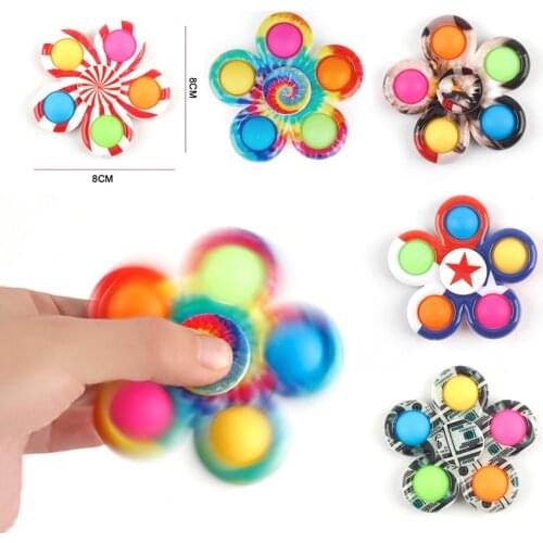 5 sided Fidget Spinner Toys Anti Stress Spinning Adult Kids Funny Flip Finger Toys Push It Bubble Squeeze Sensory Toy