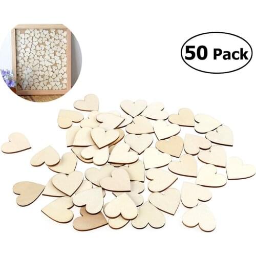 50Pcs/set Wooden Love Hearts Shapes DIY Hanging Heart Plain Craft Optimal for Wedding Birthday Party Table Scatter Decor