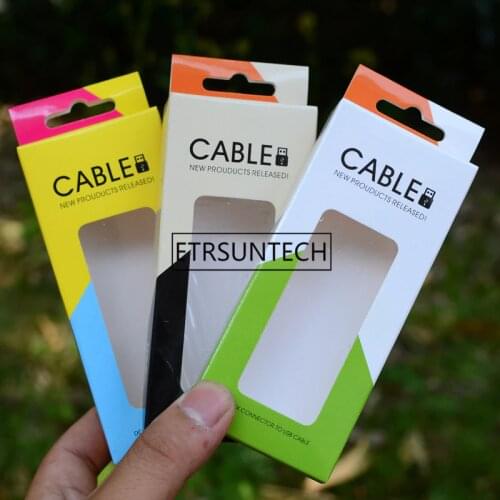 500Pcs/Lot High quality Mobile Phone Micro USB Cable Paper Packaging Box Retail Clear Window Package Box For Data Line