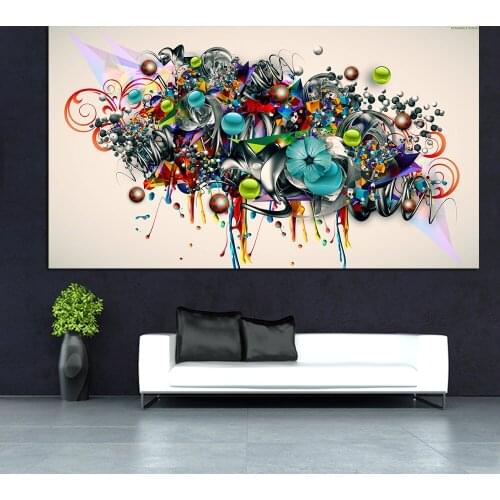 Abstract Graffiti Art Posters Geometric Flowers Paintings Printed On Canvas Modern Wall Art Pictures For Living Room Home Decor