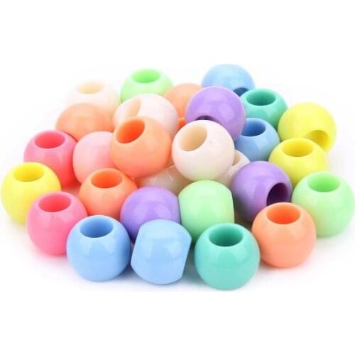 50pcs Acrylic solid mix color round beads plastic solid color beads DIY Accessories clothing loose beads large hole fsg4s