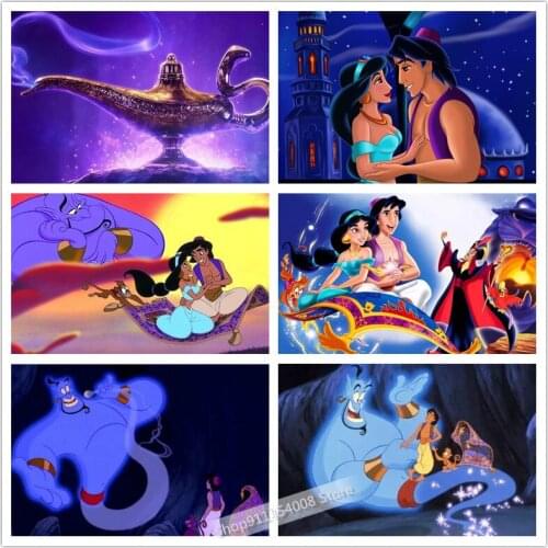 Disney Full Round/Square Diamond Painting Cartoon Aladdin Princess Jasmine Diamond Mosaic Embroidered With Rhinestones Wall Art
