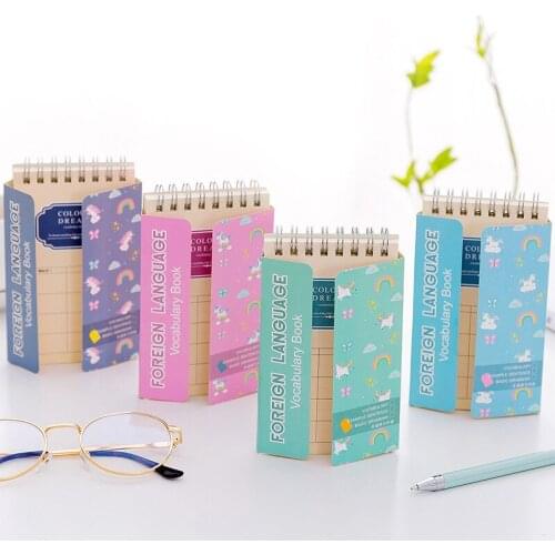 5 pcs Girl heart cartoon unicorn word this creative English learning manual portable block board notebook