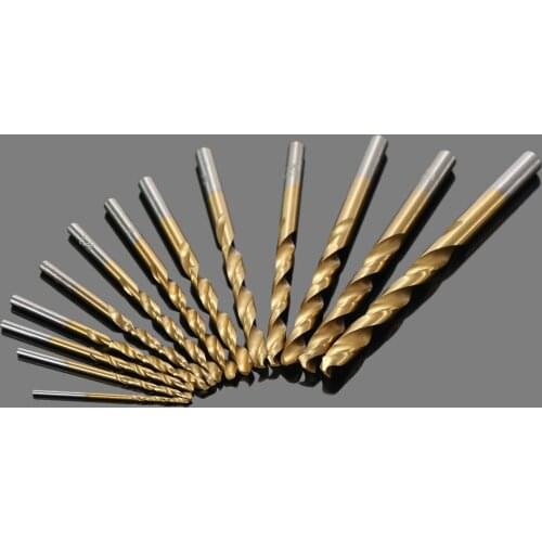 13Pcs 1.5mm-6.5mm Titanium Coated HSS High Speed Steel Twist Drill Bit Set Round Straight Shank Electric Drills Twist Drill Bits