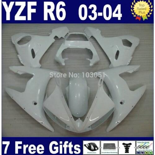 Customize OEM Road race fairings For Yamaha YZF 2003 2004 2005 R6 R YZF R6 03 04 05 plastics full white aftermarket fairing kit