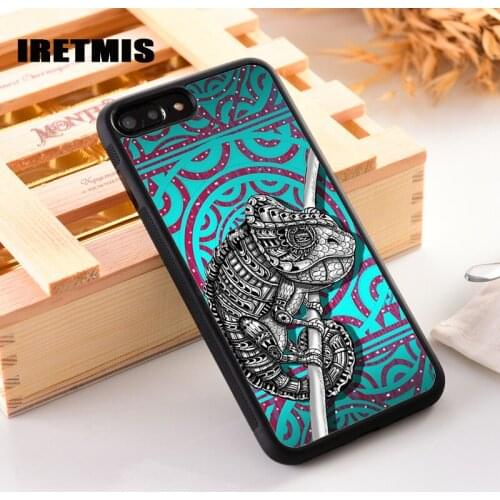 Iretmis Rubber Silicone Phone Cover Case For iPhone 6 6S 7 8 PLUS X XS MAX XR 11 Pro Max Chameleon african Iguana lizard