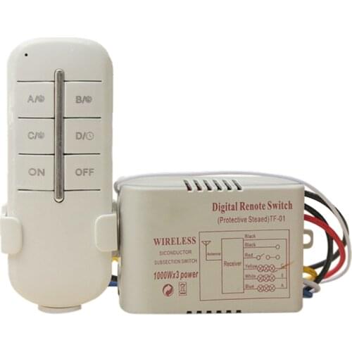 JFBL Hot TUOXIN Wireless 3 Channel ON / OFF 220V lamp switch remote control wireless transceiver White