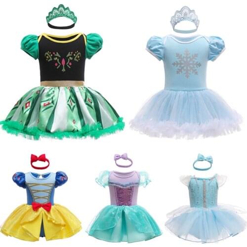 Newborn Baby Princess Romper Girl Kids Clothes Birthday Dress Elsa Snow Queen Summer Jumpsuits Infant Cosplay