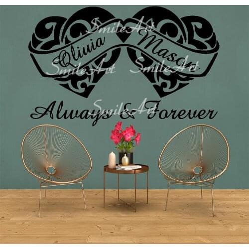 Beauty Custom Name Couples Wall Decal Living Room Removable Mural For Living Room Bedroom Wall Art MURAL Drop Shipping