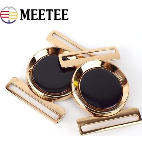 Meetee 2pcs 50mm Alloy Round Belt Buckle Women Men Craft Decoration Button Buckles DIY Hardware Garment Sewing Accessories AP531