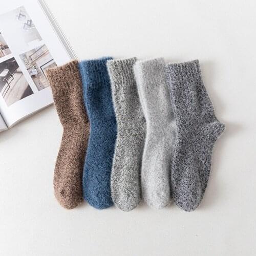 Mens knitted rabbit fur socks thicken and keep warm