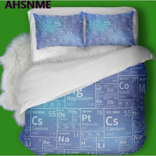 AHSNME Scientific Periodic Table of Elements Quilt cover Set Proton Number Electronic Number Chemical Relationship Bedding Set