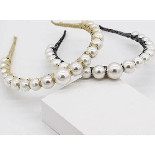 2019 New Fashion Handmade Imitation Pearl Hairbands For Women Golden Color Ball Bride Wedding Hair Jewelry Hair Bands Accessorie