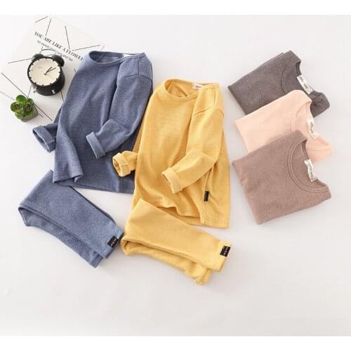 Toddler Baby Clothes Suit Long Sleeve Solid Tops+pants Pajamas Sleepwear Outfits Baby Boys Girls Pyjamas Kids Nightwear Sets