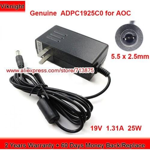 Genuine ADPC1925C0 25W Charger 19V 1.31A AC Adapter for AOC ADPC1925CQ Monitor Power Supply
