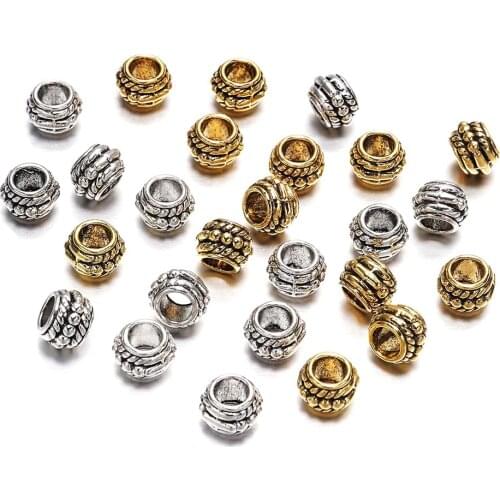 30pcs/lot 8mm Gold Antique Plated Loose Spacer Bead For Jewelry Making Vintage Bracelet Beads Findings Handmade Supplies