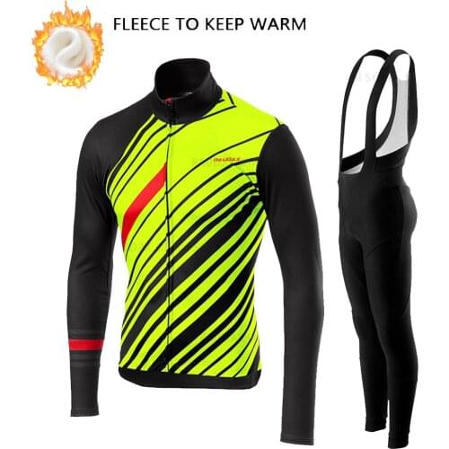 Raudax 2021 Team Winter Bicycle Clothing Men Long Sleeve Thermal Fleece Cycling Jersey Set MTB Road Bike Riding Bike Uniform