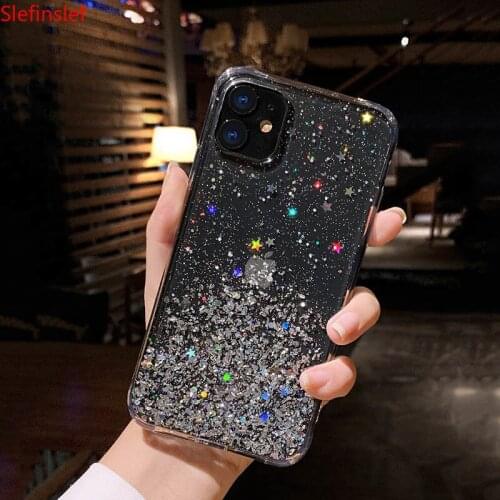 Luxury Shockproof Silicone Phone Case For iPhone 7 8 6 6S Plus 7 Plus 8 Plus XS Max XR 11 Case Glitter Stars Back Cover