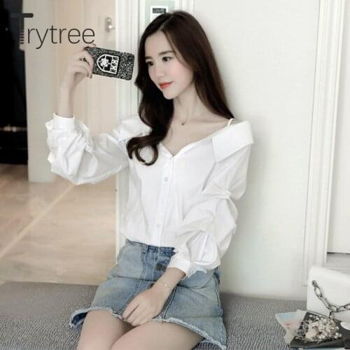 Женские стильные рубашки Trytree China At AliExpress