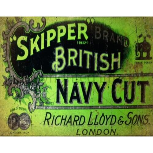 SKIPPER BRITISH NAVY CUT VINTAGE METAL TIN SIGN POSTER WALL PLAQUE