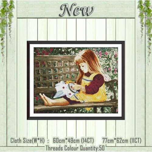 Embroidered girl home decor painting counted printed on canvas DMC 14CT 11CT Chinese Cross Stitch Needlework Sets Embroidery kit