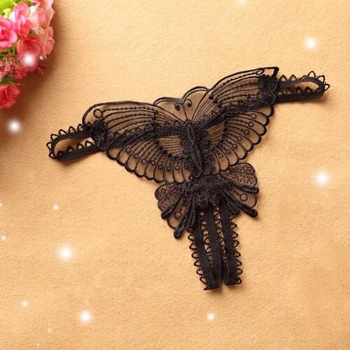 Bow Thong Women Transparent Lace Butterfly Sexy Panties Thong Solid Color Net yarn Thong Sexy lingerie langerrie feminina